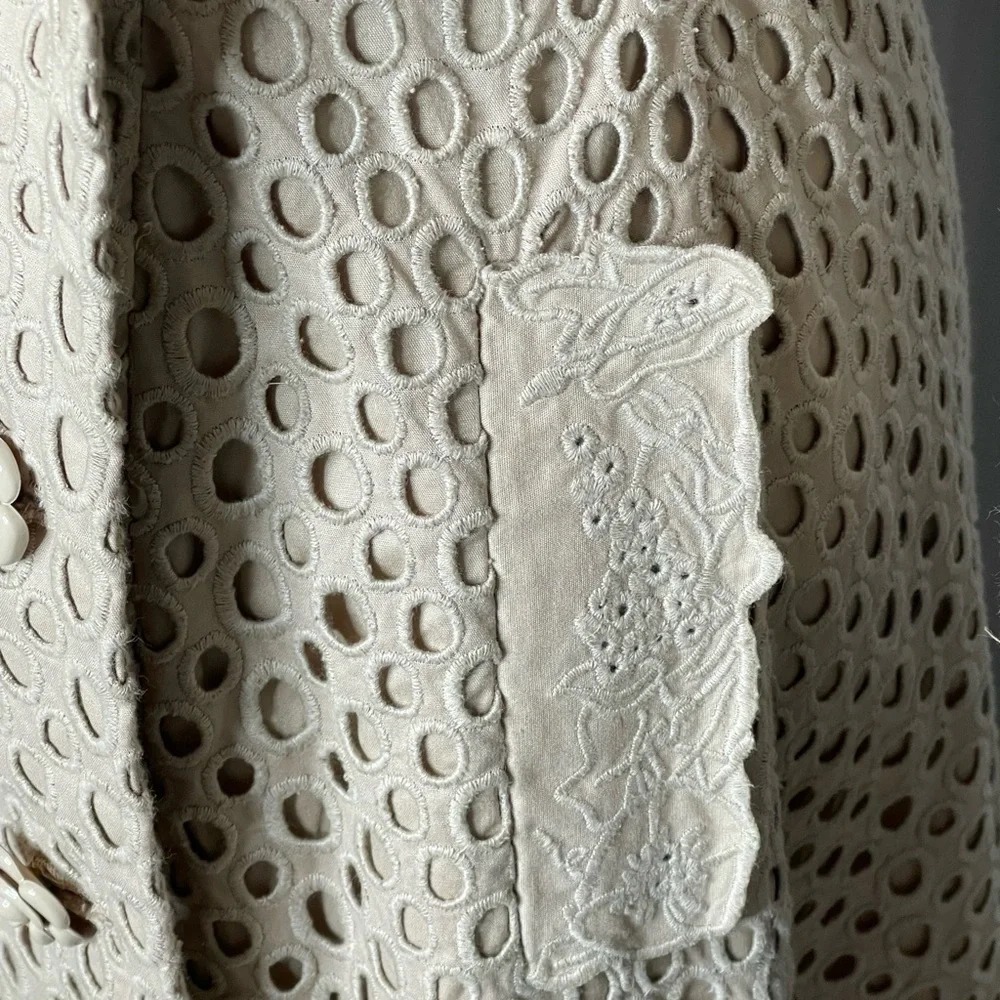 Bryan Lars Paris Lace Trench Coat | Embroidered Floral Eyelet | Size 2